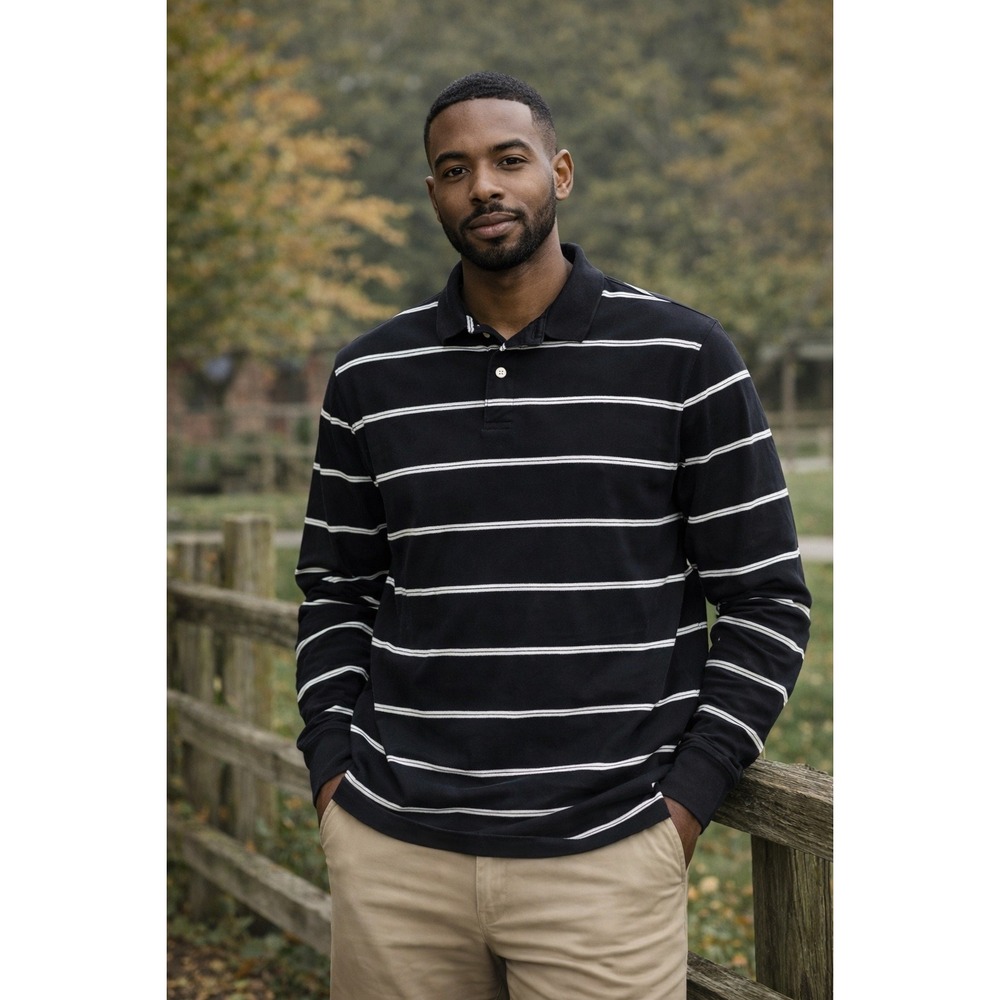 Lyle & Scott Long Sleeve Polo Double Mercerized Cotton Preppy Casual L